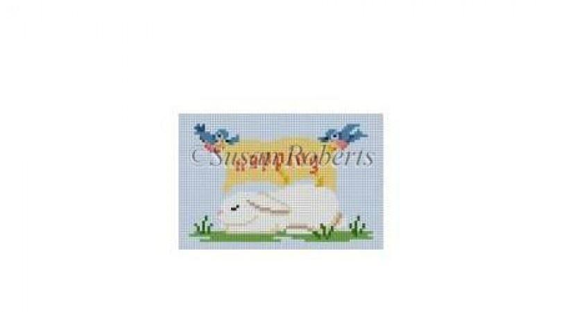 "Napping" Sleeping Bunny Sign Painted Canvas Susan Roberts Needlepoint Designs, Inc. 

