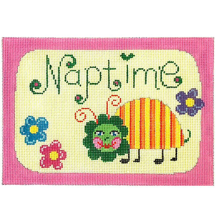 Naptime Sign with Pink Border Painted Canvas Patti Mann  - 1