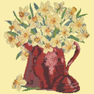 Narcissi Pot Needlepoint Kit Kits Elizabeth Bradley Design Butter Yellow 
