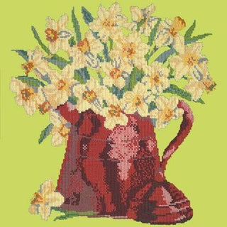 Narcissi Pot Needlepoint Kit Kits Elizabeth Bradley Design Pale Lime 
