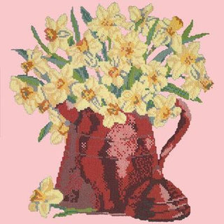 Narcissi Pot Needlepoint Kit Kits Elizabeth Bradley Design Pale Rose 
