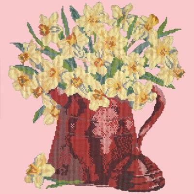 Narcissi Pot Needlepoint Kit Kits Elizabeth Bradley Design Pale Rose 
