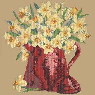 Narcissi Pot Needlepoint Kit Kits Elizabeth Bradley Design Sand 
