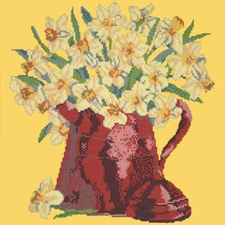 Narcissi Pot Needlepoint Kit Kits Elizabeth Bradley Design Sunflower Yellow 
