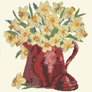 Narcissi Pot Needlepoint Kit Kits Elizabeth Bradley Design Winter White 
