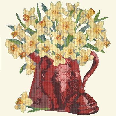 Narcissi Pot Needlepoint Kit Kits Elizabeth Bradley Design Winter White 
