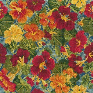 Nasturtium Needlepoint Kit Kits Elizabeth Bradley Design Dark Blue 
