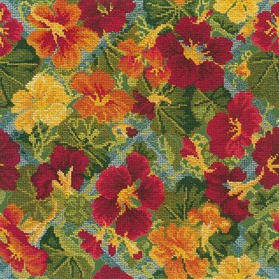 Nasturtium Needlepoint Kit Kits Elizabeth Bradley Design Dark Green 
