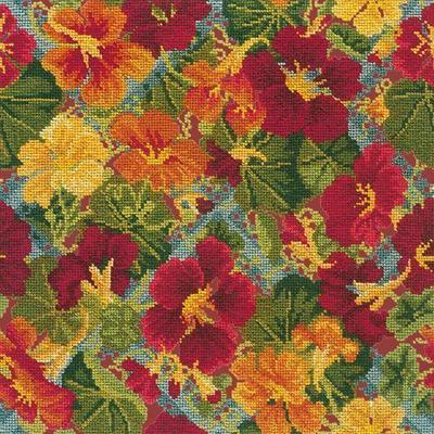 Nasturtium Needlepoint Kit Kits Elizabeth Bradley Design Dark Red 
