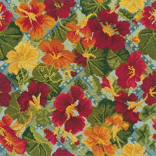 Nasturtium Needlepoint Kit Kits Elizabeth Bradley Design Pale Blue 
