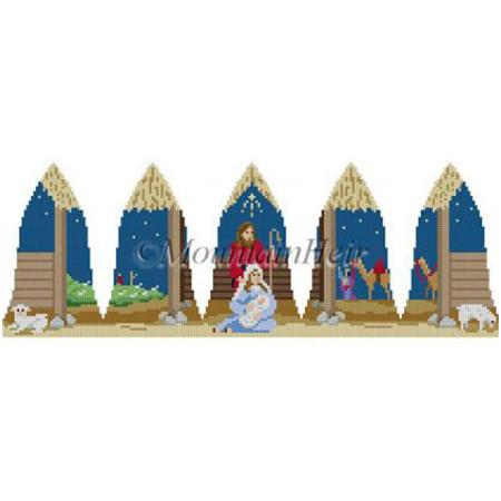 Nativity 3D Bell on 18 mesh Painted Canvas Susan Roberts Needlepoint Designs Inc. 