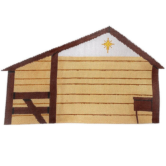 Nativity in Blue & White - Stable Painted Canvas Patricia Sone 
