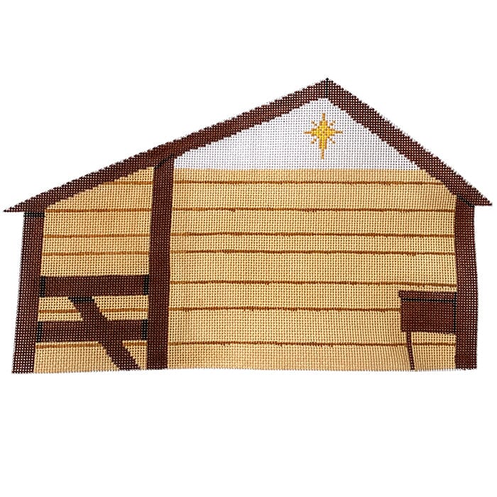 Nativity in Blue & White   Stable Painted Canvas Patricia Sone  - 1