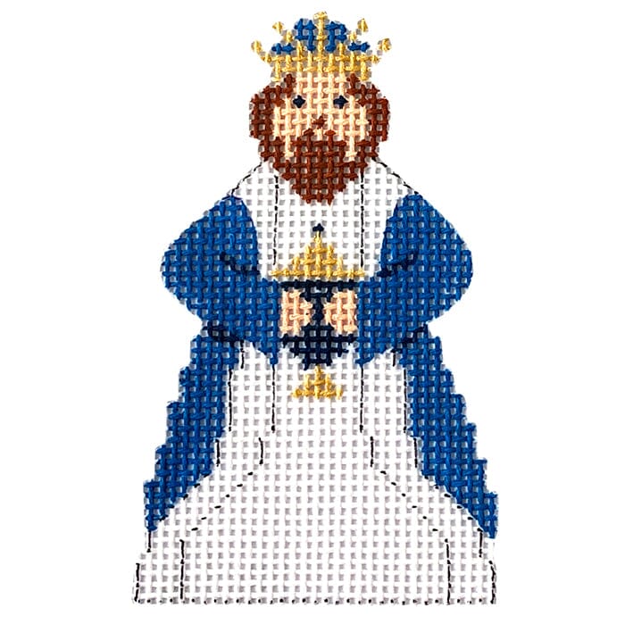 Nativity in Blue & White   Wise Man 3 Painted Canvas Patricia Sone  - 1