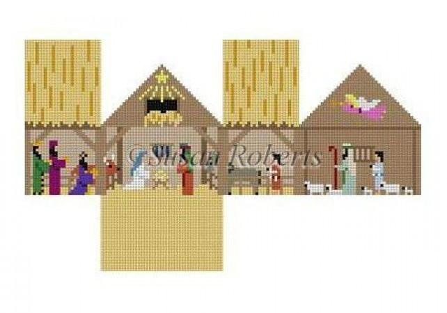 Nativity Mini House Painted Canvas Susan Roberts Needlepoint Designs Inc. 
