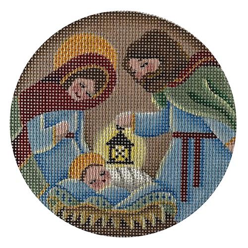 Nativity Ornament Painted Canvas Rebecca Wood Designs 