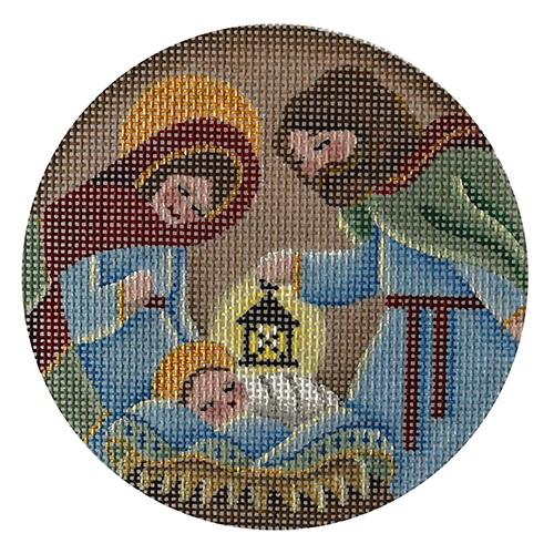 Nativity Ornament Painted Canvas Rebecca Wood Designs 
