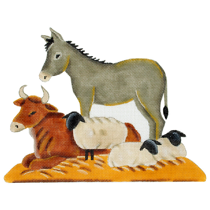 Nativity Series 626   Nativity Animals Painted Canvas Rebecca Wood Designs 
