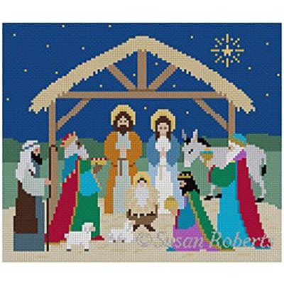 Nativity Square 6x6 Painted Canvas Susan Roberts Needlepoint Designs Inc.  - 1