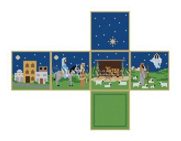 Nativity Stable Cube Painted Canvas Susan Roberts Needlepoint Designs Inc. 