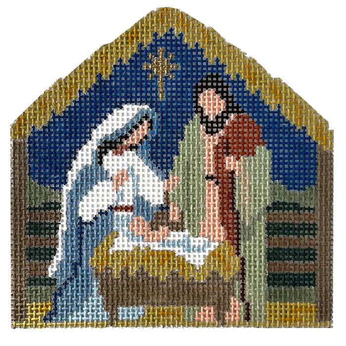 Nativity Stable Ornament Painted Canvas Susan Roberts Needlepoint Designs Inc. 