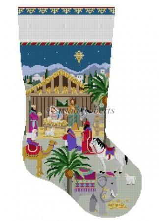 Nativity Stable Painted Canvas Susan Roberts Needlepoint Designs, Inc. 