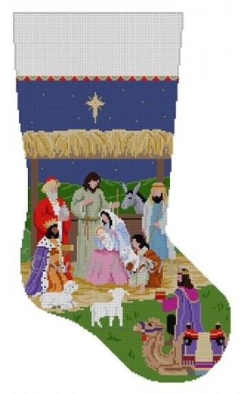 Nativity Stable, Stocking Painted Canvas Susan Roberts Needlepoint Designs Inc. 