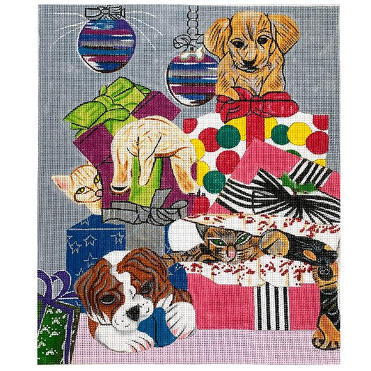 Naughty or Nice Painted Canvas All About Stitching/The Collection Design 