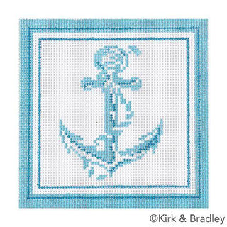 Nautical Coaster   Anchor in Aqua Painted Canvas Kirk & Bradley 

