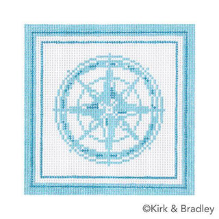 Nautical Coaster   Compass in Aqua Painted Canvas Kirk & Bradley 
