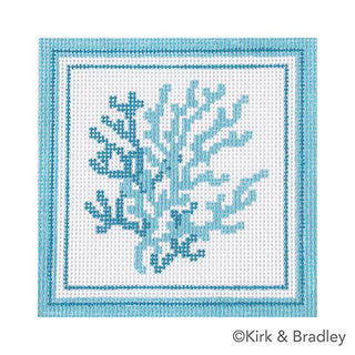 Nautical Coaster   Coral in Aqua Painted Canvas Kirk & Bradley 
