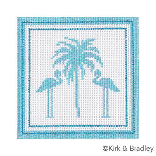 Nautical Coaster   Palm Tree in Aqua Painted Canvas Kirk & Bradley 
