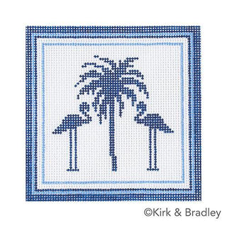 Nautical Coaster   Palm Tree in Blue Painted Canvas Kirk & Bradley 
