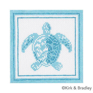 Nautical Coaster   Sea Turtle in Aqua Painted Canvas Kirk & Bradley 
