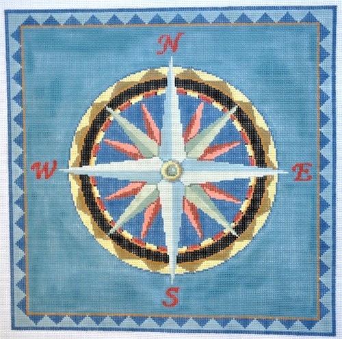 Nautical Compass Painted Canvas Susan Roberts Needlepoint Designs, Inc. 