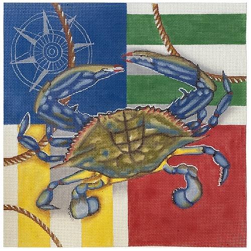 Nautical Crab Painted Canvas All About Stitching/The Collection Design 
