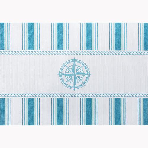 Nautical Pillow - Aqua Compass Painted Canvas Kirk & Bradley 