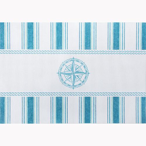 Nautical Pillow   Aqua Compass Painted Canvas Kirk & Bradley 
