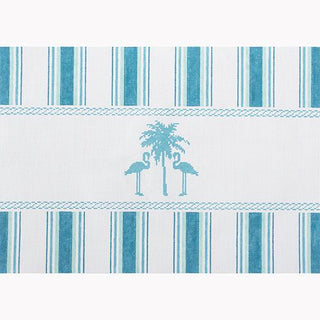 Nautical Pillow   Aqua Palm Tree Painted Canvas Kirk & Bradley 
