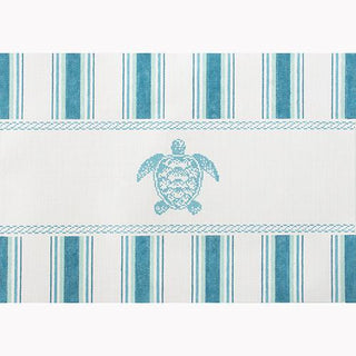 Nautical Pillow   Aqua Turtle Painted Canvas Kirk & Bradley 
