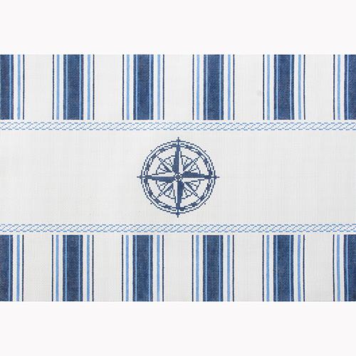 Nautical Pillow - Navy Compass Painted Canvas Kirk & Bradley 