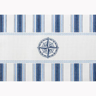 Nautical Pillow   Navy Compass Painted Canvas Kirk & Bradley 

