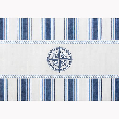 Nautical Pillow   Navy Compass Painted Canvas Kirk & Bradley  - 1