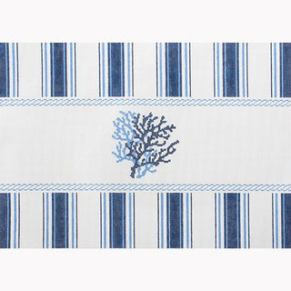 Nautical Pillow   Navy Coral Painted Canvas Kirk & Bradley 

