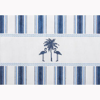 Nautical Pillow   Navy Palm Tree Painted Canvas Kirk & Bradley 
