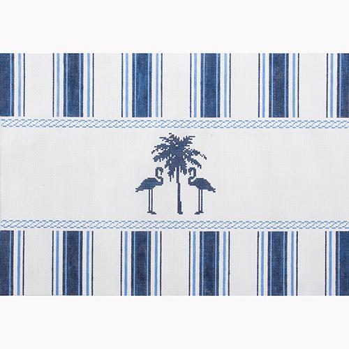 Nautical Pillow - Navy Palm Tree Painted Canvas Kirk & Bradley 