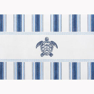 Nautical Pillow   Navy Turtle Painted Canvas Kirk & Bradley 

