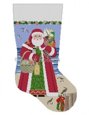 Nautical Santa Stocking Painted Canvas Susan Roberts Needlepoint Designs, Inc. 