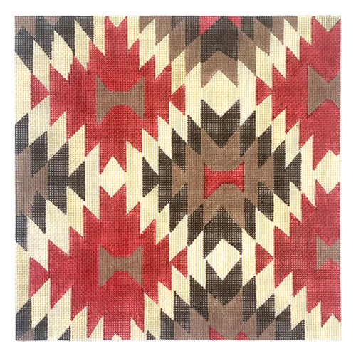 Navajo 3 in Brown Red & Tan Painted Canvas All About Stitching/The Collection Design  - 1