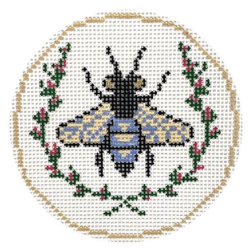 Navy Bee Insert Painted Canvas Anne Fisher Needlepoint LLC 